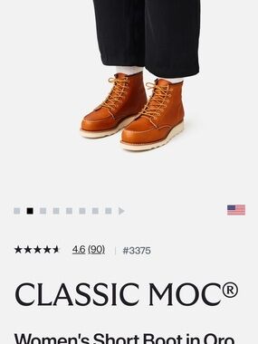 Red wing Classic Moc women’s Boot in Oro - Tan Leather Size 9.5